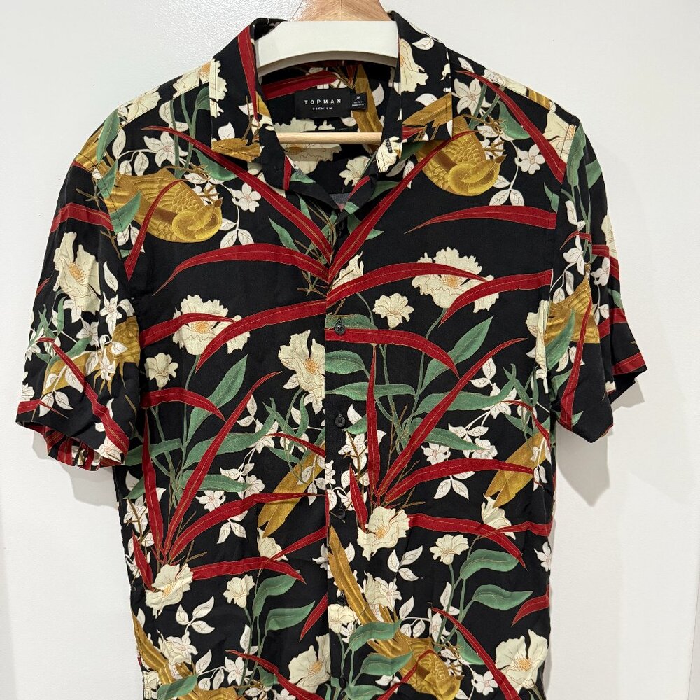 Topman Floral Print Button Down Shirt